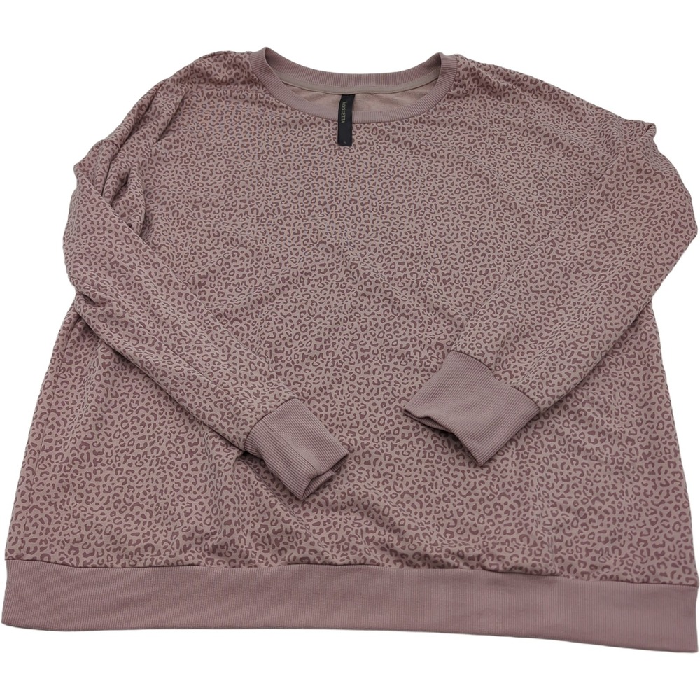 Mondetta Womens XL Mauve Pink Leopard Print Crewneck Sweatshirt Tencel Modal
